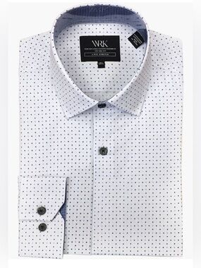 WRK White Microdot Stretch Dress Shirt
